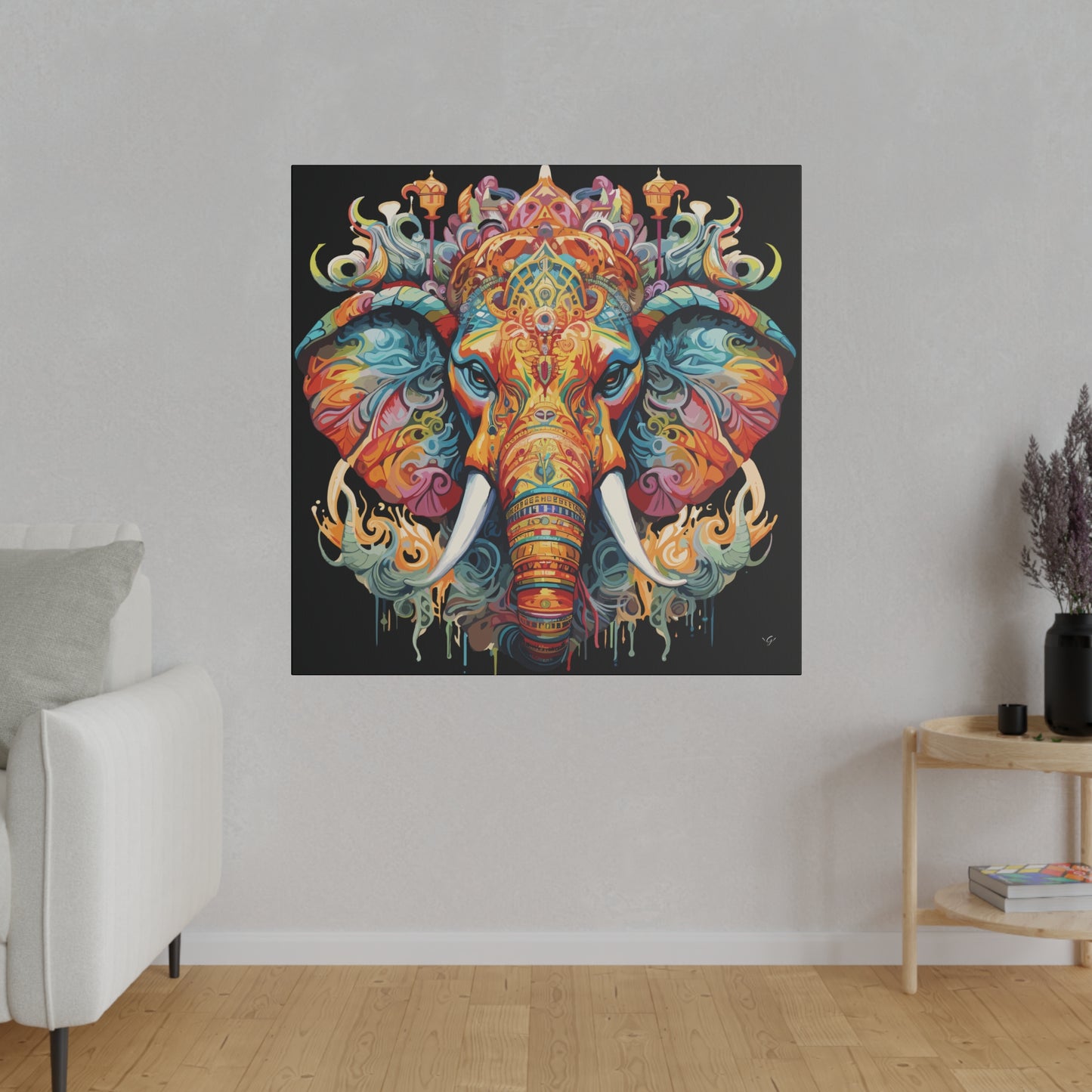 Royal Elephant Head Psychedelic Black