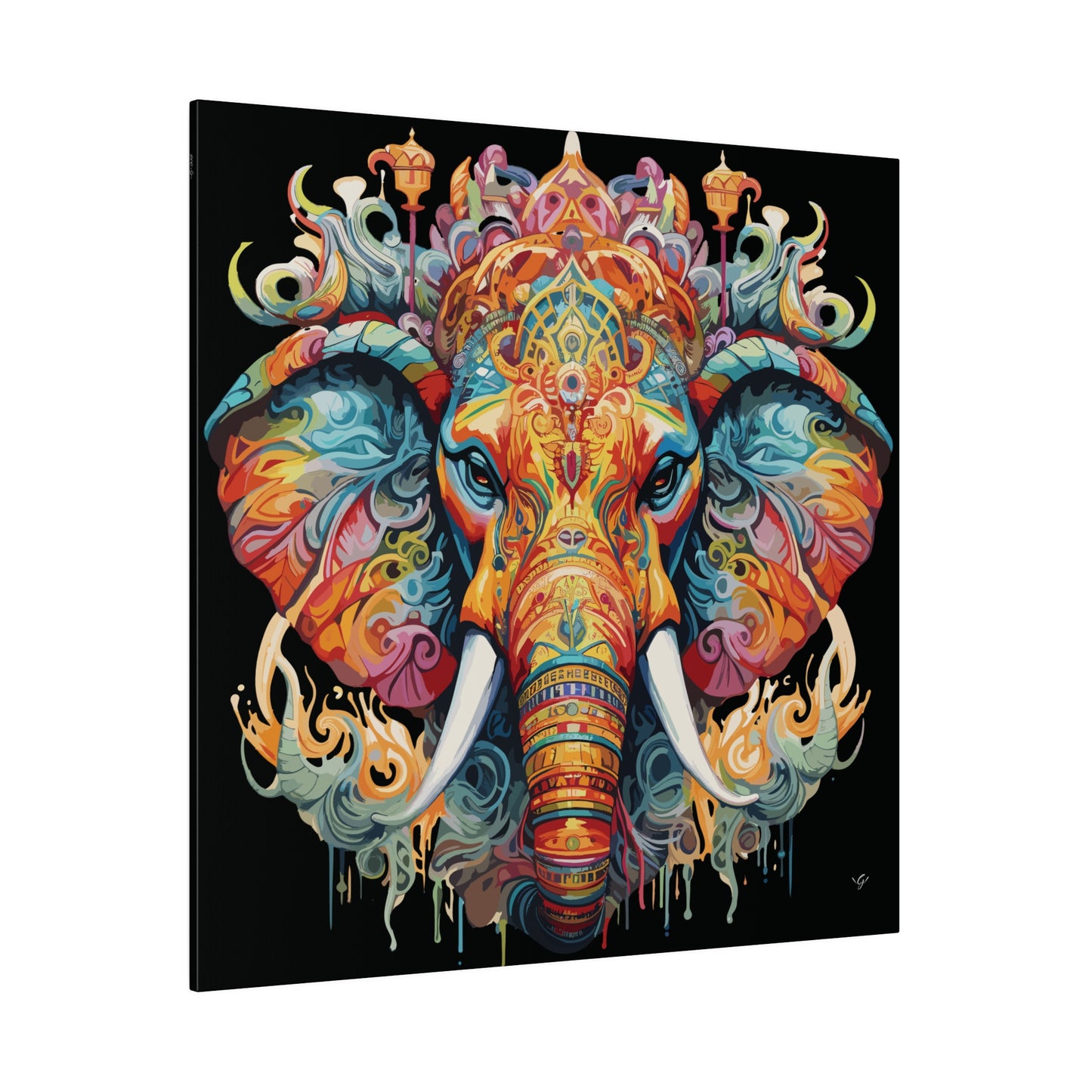 Royal Elephant Head Psychedelic Black